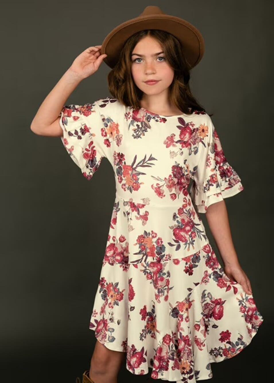 Joyfolie Mia Joy Emilia Dress in Cream Floral Girl's Size 12